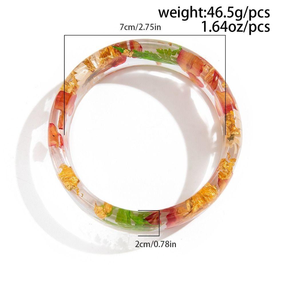 Resin Acrylic Bangle Wide Big Cuff Bangle Temperament Natural Dried Flower Bracelet Decoration