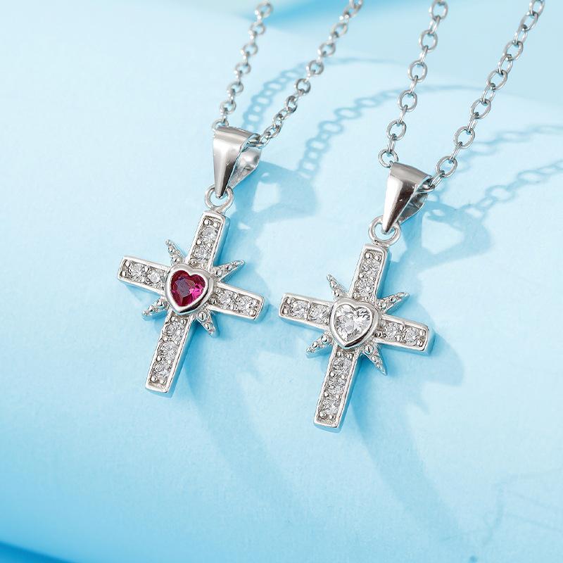 GemChic женское изысканное ожерелье с подвеской в форме креста из циркония в форме любви, женская простая цепочка на ключицу, подарок на день рождения, Рождество