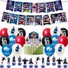30Pcs Kylian Mbappé Birthday Party Decoration Balloons with Banner, Cake Toppers