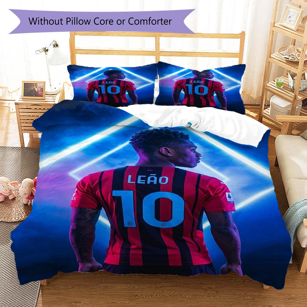 Rafael Leão player Bedding Quilt Set Quilt Cover Pillowcase Home Decoration Birthday Gift (1 * duvet cover + 2 * pillowcase, without core)