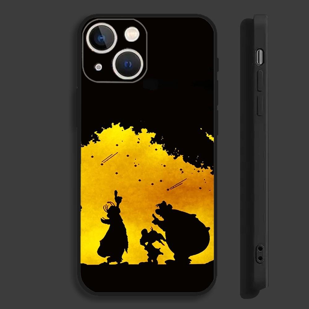 A-Астерикс Мультфильм O-Обеликс Чехол для телефона Для iPhone 16,15,14,13,12,11,Pro,Max,Plus,Mini,X,XS,XR,8,7,6,S,SE Мягкий Черный Чехол