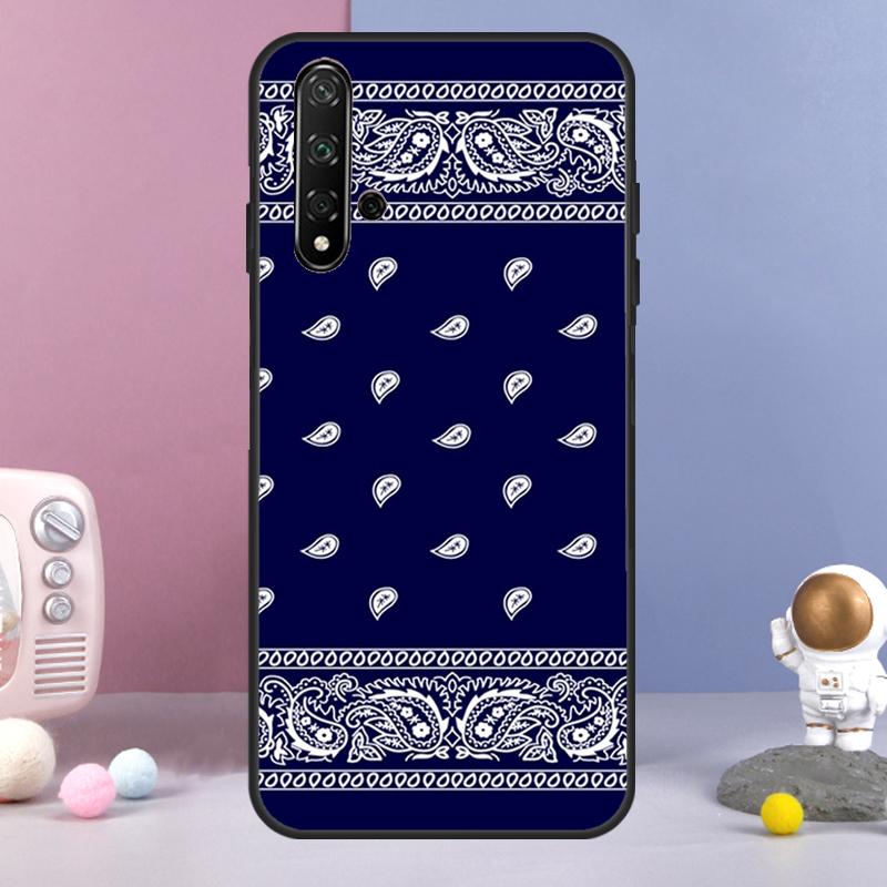 Синяя бандана для Huawei Nova Y60 Y61 Y70 Y72 Y73 Y90 Y91 9 10 SE 7i 8i 11i 12i P30 P40 Lite P60 Pro Чехол