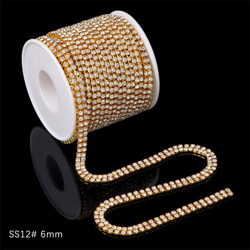 1Yard 2Rows 1Row Crystal Rhinestone Chain Sew-On Glue-On Pearls Trim Copper Cup Chain For Clothes DIY Jewelry Making Accessories