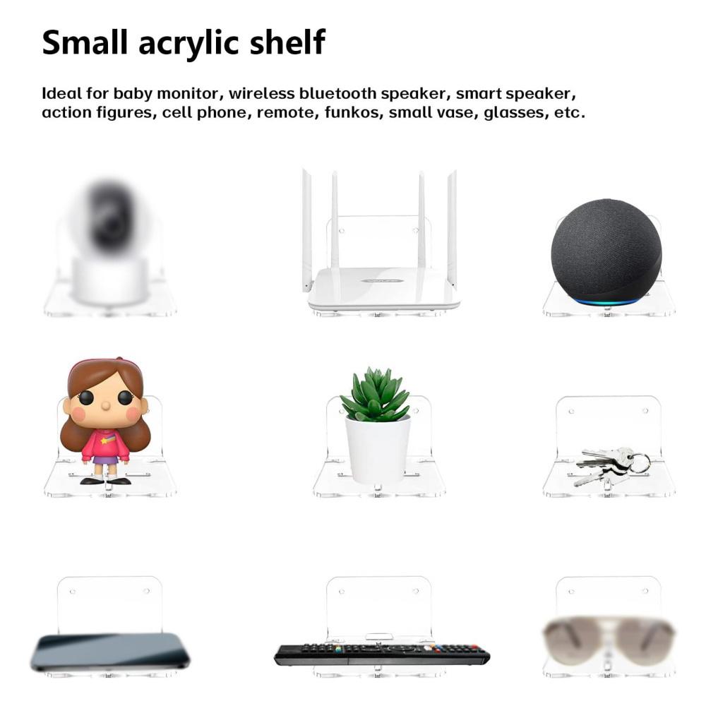 3 шт. Акриловая настенная полка Универсальные самоклеящиеся полки для монитора, камер, динамиков Маленькая плавающая полка для спальни, гостиной