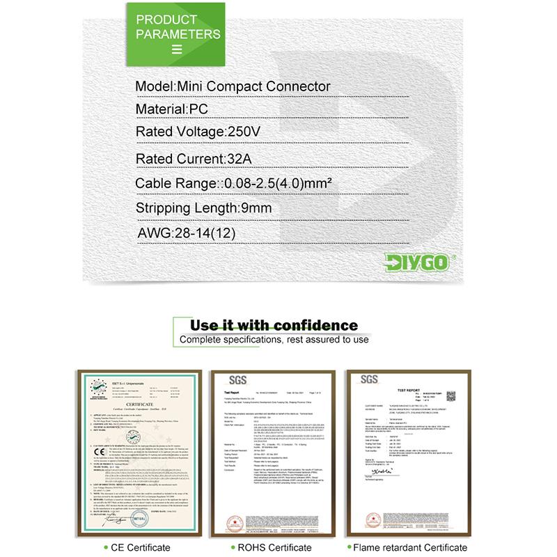 Мини-быстрый разветвитель стыковой 2 в 4/6 выводов разъем провода компактный кабельный клеммный блок с крепежным отверстием для дома AWG 28-12