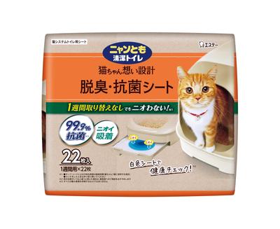 Nyantomo Чистый Туалет [Мощная Дезодорация 3 Дезодорирующими Ингредиентами] Дезодорирующие и Антибактериальные Листы 22 Листа [Система для Кошек Туалетные Листы