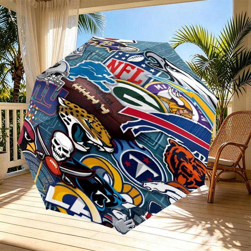 NFL Print Automatic Open Close Umbrella, Portable Foldable Umbrella, for Outdoor Commute Camping Trip, Ideal Birthday Gift