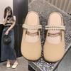Baotou Half Slippers Women's Summer Wear 2025 New Flat Mary Jane Single Shoes Pearl One Pedal Muller Sandals