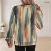 Women Plus Size Round Neck Long Sleeve Ribbed Cuffs Geometric Printed Sweatshirt