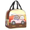 Mochi Cat Chef Peach Insulated Lunch Bag for Outdoor Picnic Peach And Goma Resuable Thermal Cooler Lunch Box Women Children