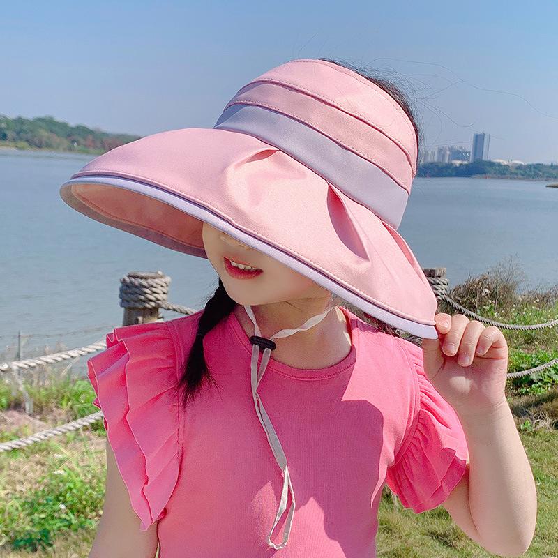 Kids Spring Summer Visor Sun Hat Large Brim UV Protection Cap for Students Outdoor Beach Shade