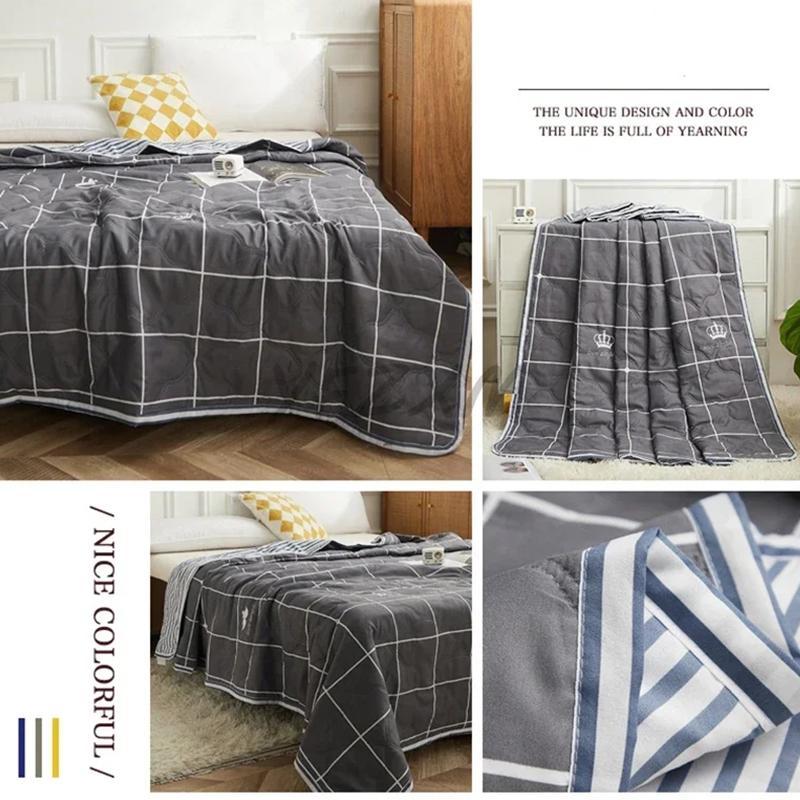 Новое стеганое одеяло с принтом, стеганое одеяло из стиранного хлопка, летнее тонкое одеяло, приятное к коже постельное белье, тонкое одеяло для кондиционера, домашний текстиль, машинная стирка