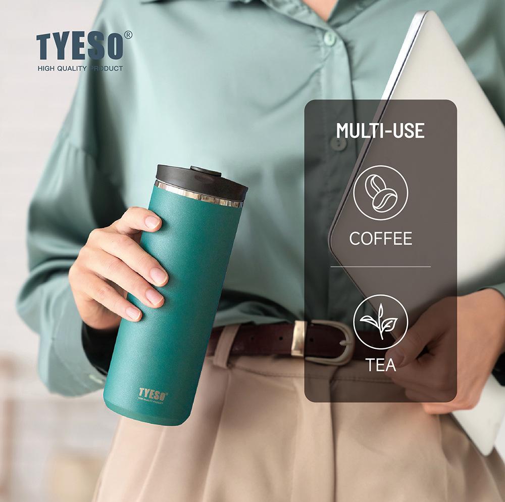 Дорожная кружка Tyeso French Press из нержавеющей стали 304, портативная кофеварка для холодного заваривания, заварник для чая, термос с двойными стенками