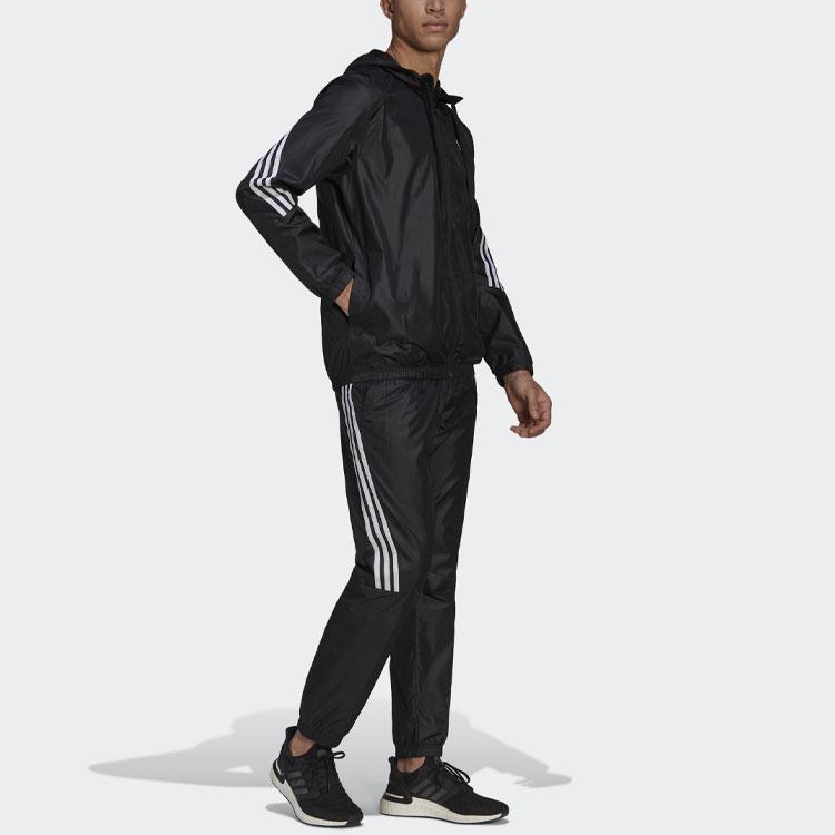 adidas Mts Wvn Полосатый спортивный костюм с капюшоном для мужчин, спортивная одежда, черный цвет H15580