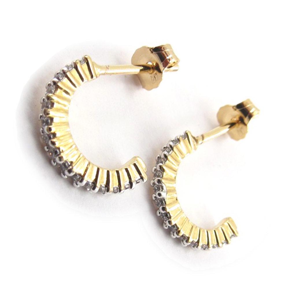 Les Trésors De Lily [J9608] - White Gold 'Déesse' Gold Plated Hoop Earrings - 12x1. 5mm