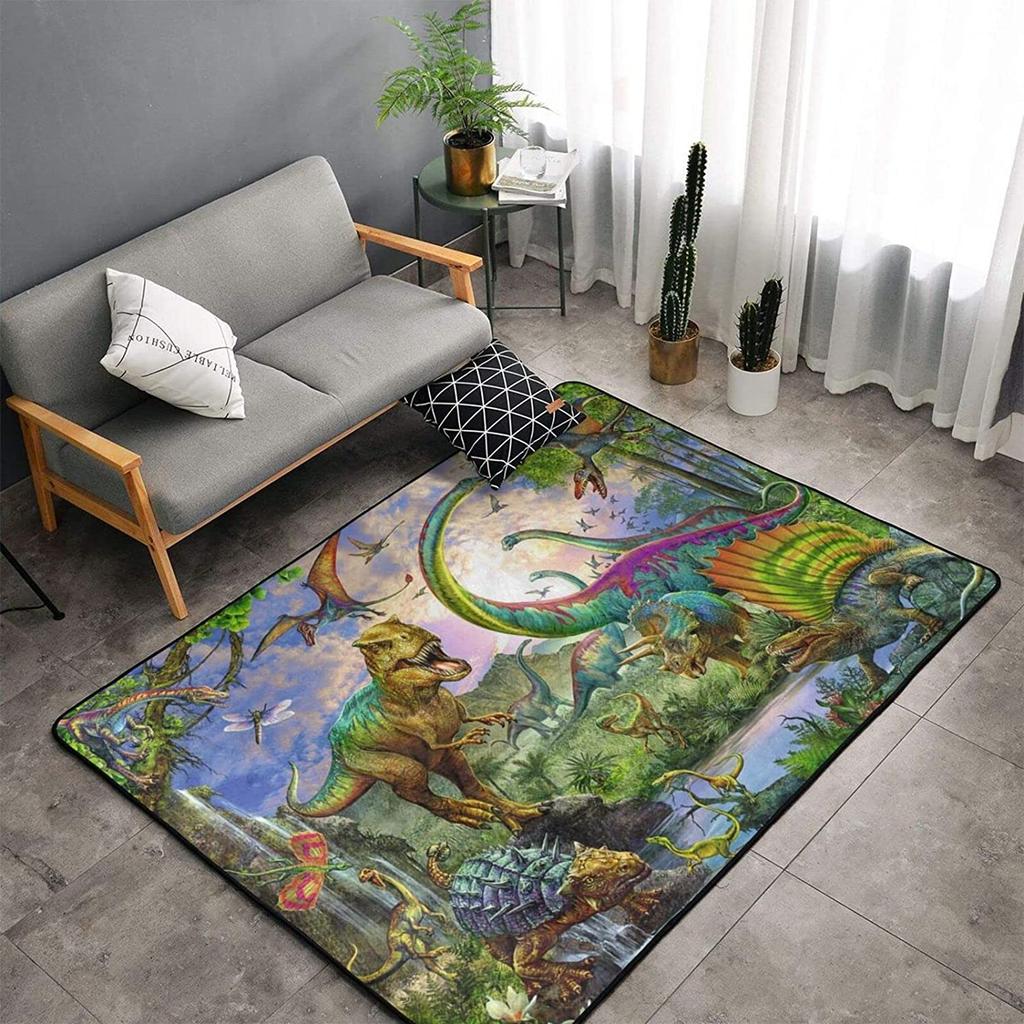 Jurassic Dinosaur Living Room Area Rug 3D Dinosaur Carpets Bedroom Rug for Boys Kids Play Mat Animal Print Rug Entrance Doormat