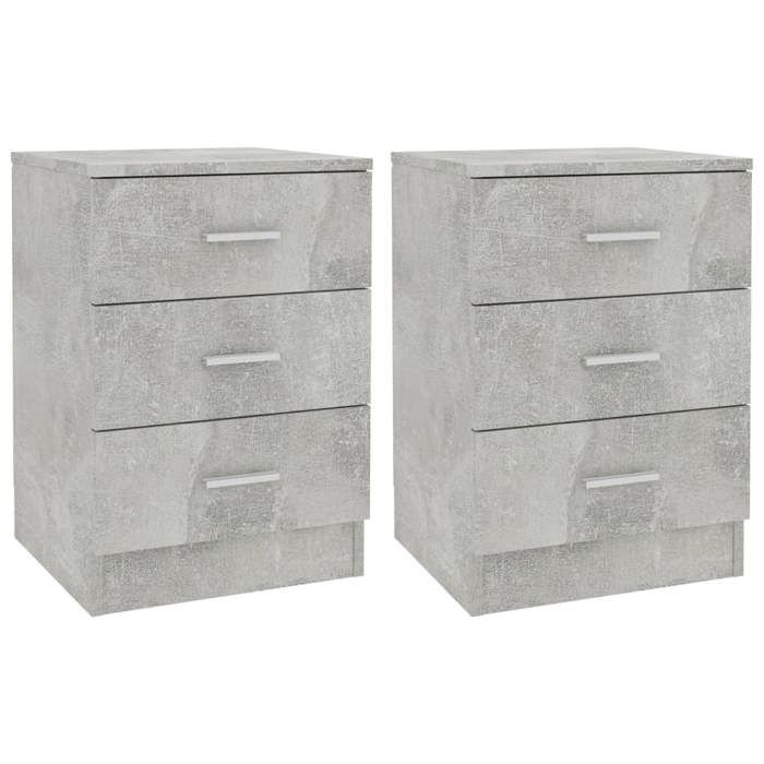 VidaXL Bedside Tables 2 Pcs Concrete Grey 38x35x56 Cm Engineered Wood 800459