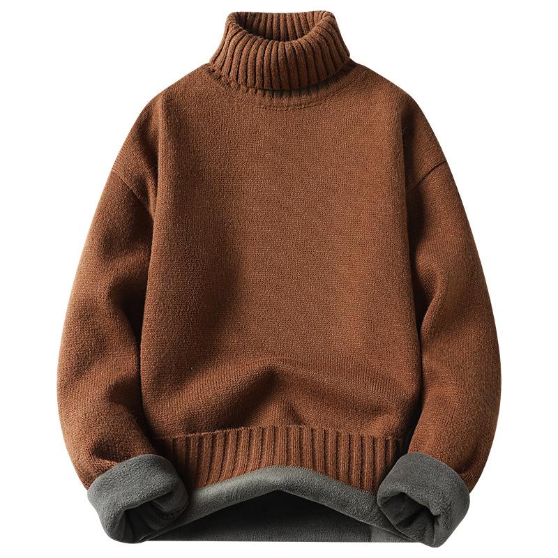 5 классических цветов осень и зима мужской длинный рукав высокий воротник однотонный с толстым флисом пуловер свитер мужской теплый вязаный свитер
