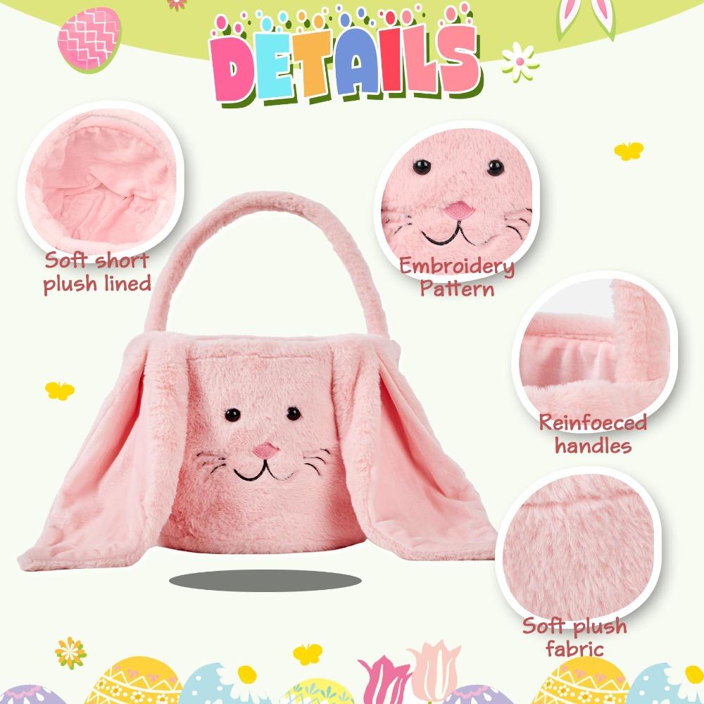 Long Ear Plush Easter Rabbit Storage Bag Egg Candy Baskets Gift Packaging Pounch Kids Party Gift