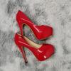 Women High Heels Pumps 14cm Round Toe Stilettos Talon Femme Sexy Ladies Red Wedding Shoes Black Platform Heels Big Size 44