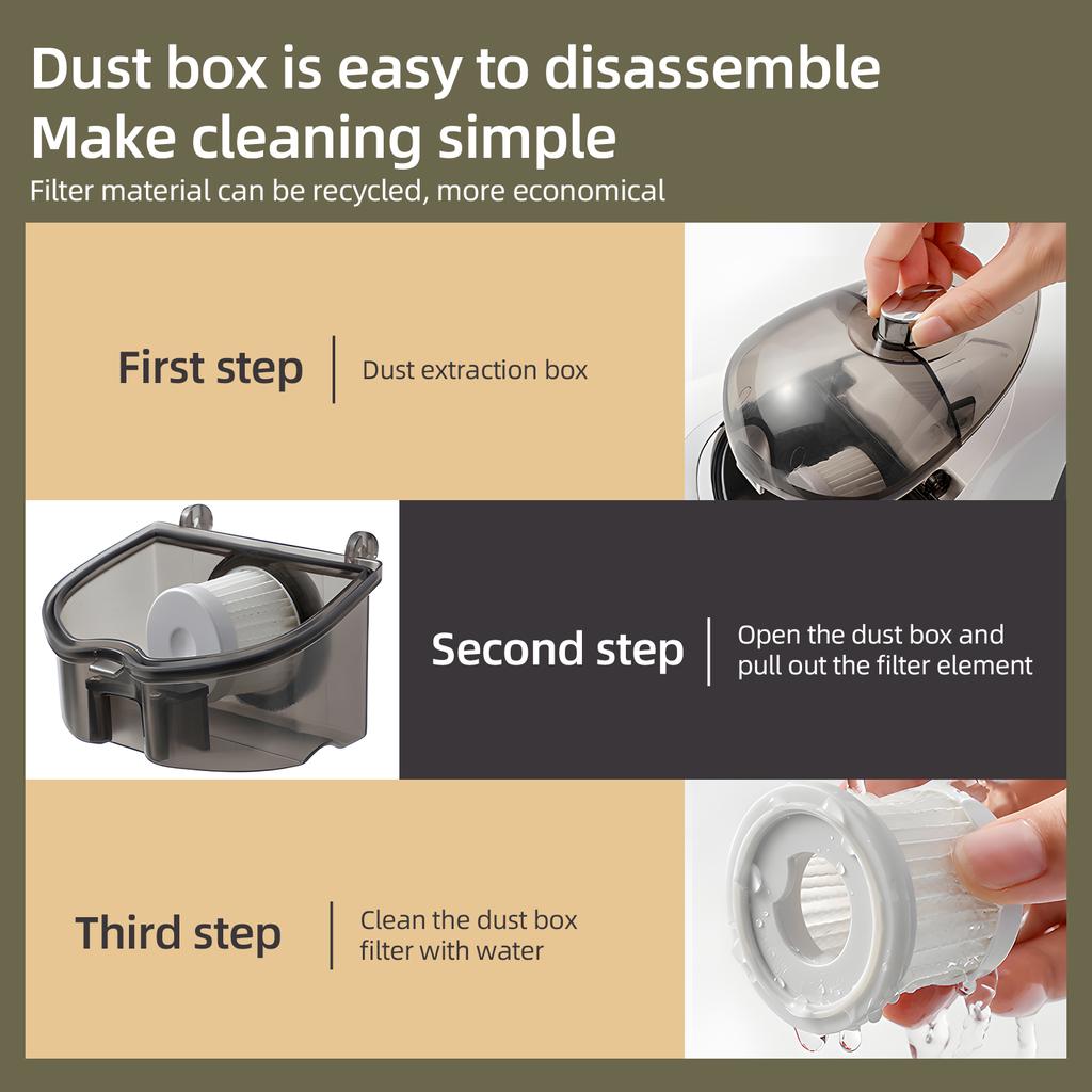 Пылесос для кровати, 10 кПа, сильное всасывание и малошумный моющийся HEPA-фильтр фиолетового цвета для глубокой очистки