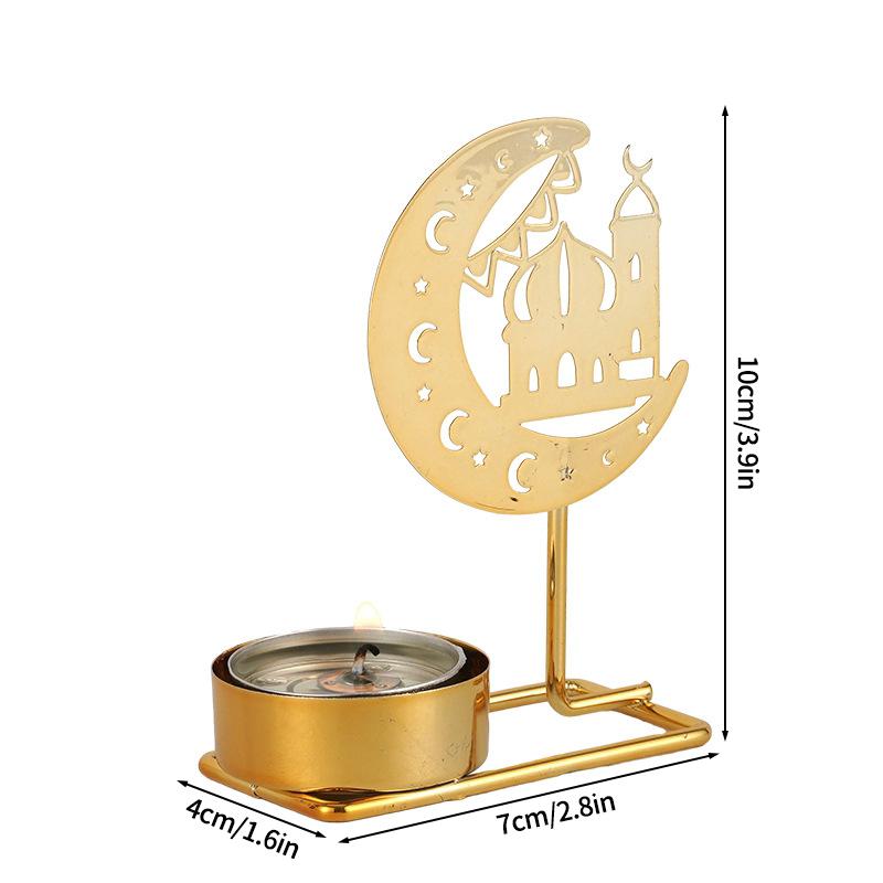 Ramadan Candlestick Home Decor Eid Mubarak Candle Holder Table Ornament Muslim Festival Party Crescent Moon Star Decor