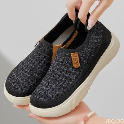 Модные летние дышащие женские универсальные новые повседневные туфли на толстой подошве, мягкая подошва, простые с мелким вырезом, удобные женские туфли