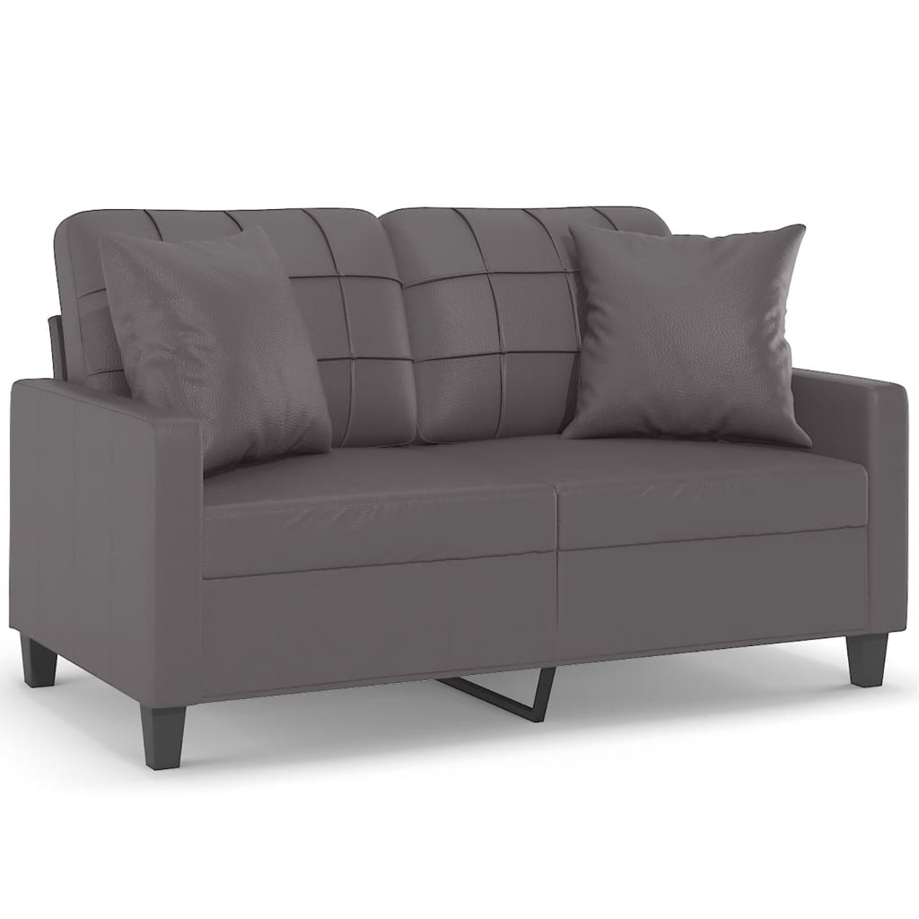 Vidaxl 2-Osobowa Sofa Z Poduszkami, Szara, 120 Cm, Sztuczna Skóra