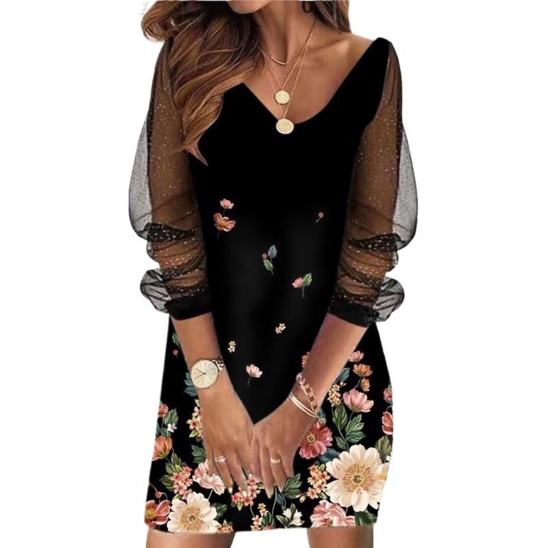 GMXIA Women's Fashion Summer Spring Long Sleeve V-Neck Casual Dresses