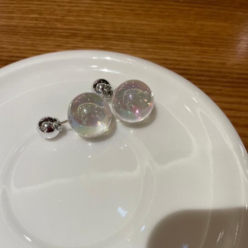 Серьги-гвоздики Dream Colorful Transparent Glass Ball Pearl, женские, нишевые, легкие, роскошные, элегантные, модные, изысканные, универсальные, серьги