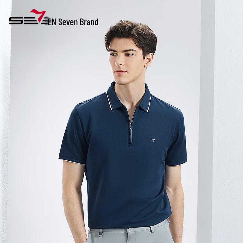 Qipai Men's Anti-Bacterial Half-Zip Short Sleeve Polo Shirt