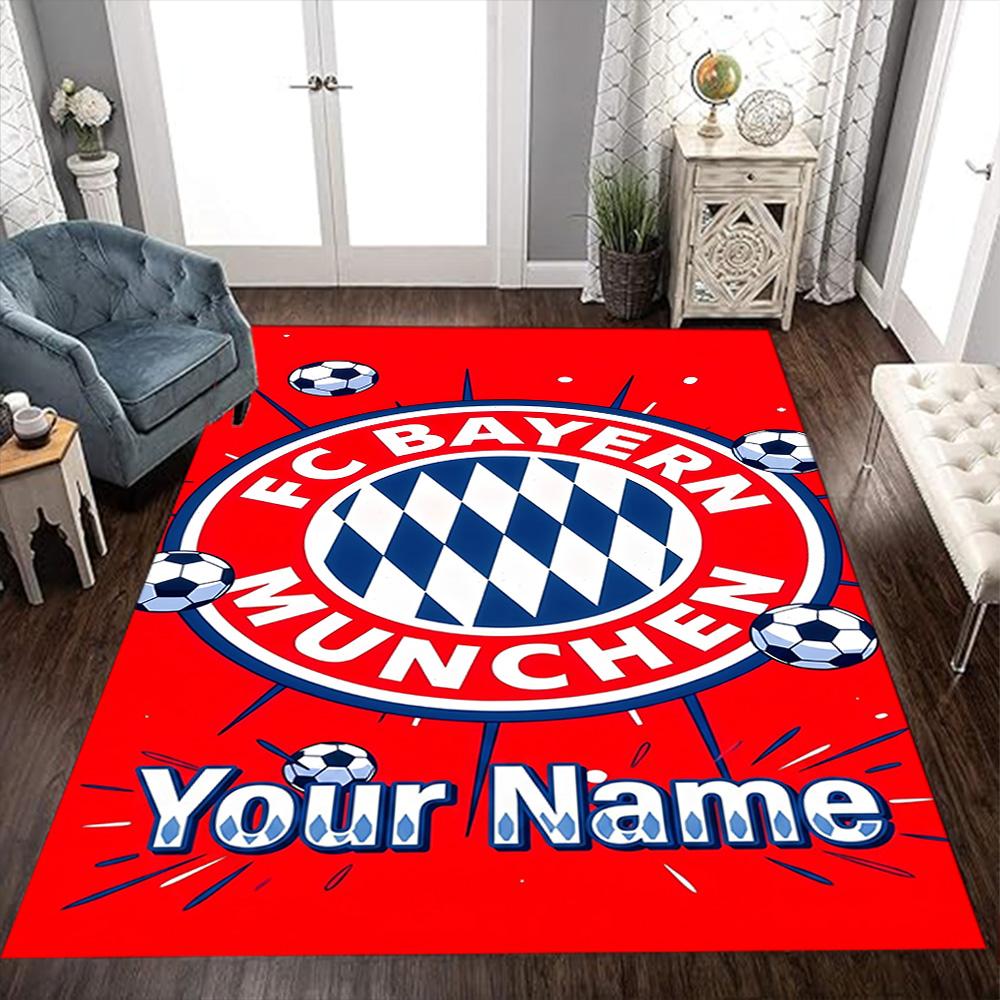 Bayern Munich Fan Gear Customize Your Name Floor Mat Suitable for Foyer Hallway Game Room Outdoor Antislip Carpet Anime Office Decor