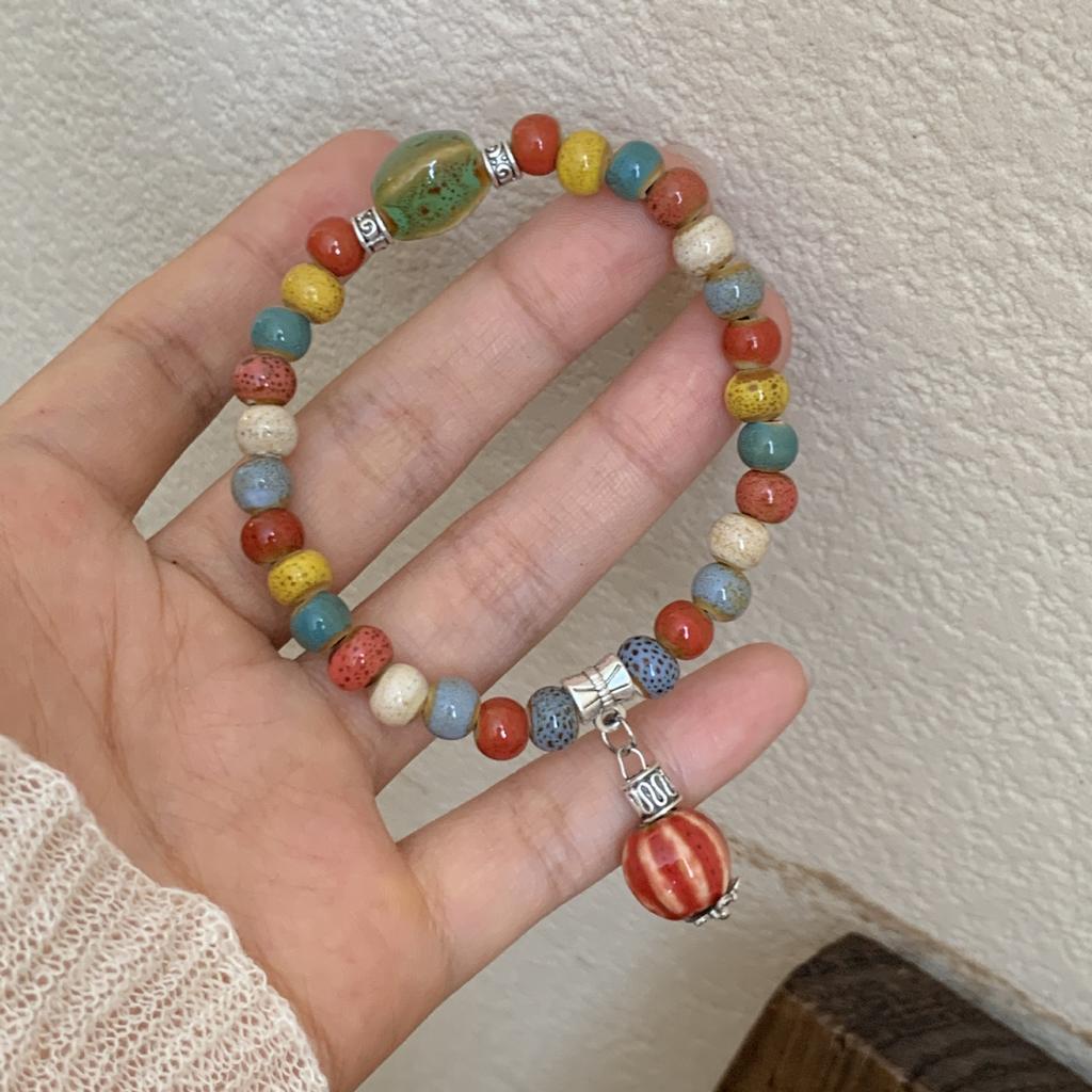 Summer Color Ceramic Bracelet Retro Chinese National Wind String Jewelry