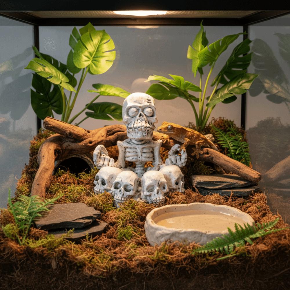 Simulated Cross-legged Skeleton Aquarium Bubbler Fish Tank Bubbler Reptile Hiding Spots