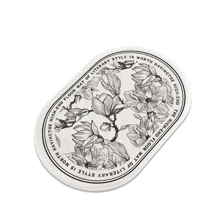 French Retro Oval Diatomaceous Mud Upholstered Toilet Bathroom Absorbent Mat Non-slip Foot Mat Quick Drying Door Mat