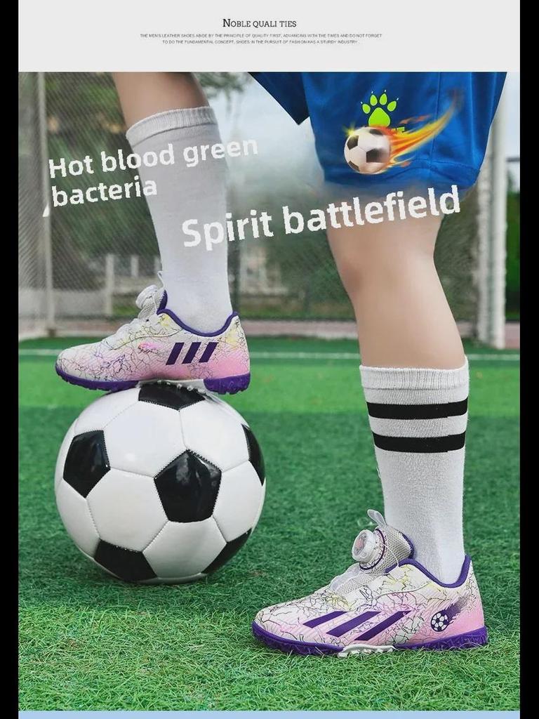 Kids' Low-Top Football Training Shoes with Rotating Buckle