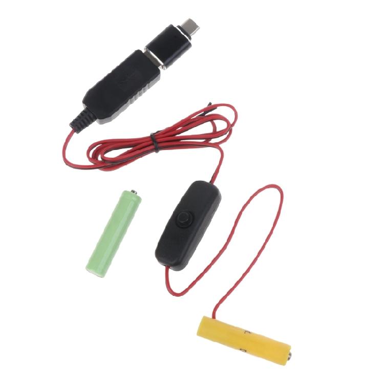 Кабель-переходник Type C/USB на 3V LR03/AM4/LR03 Заглушка-батарейка с переключателями