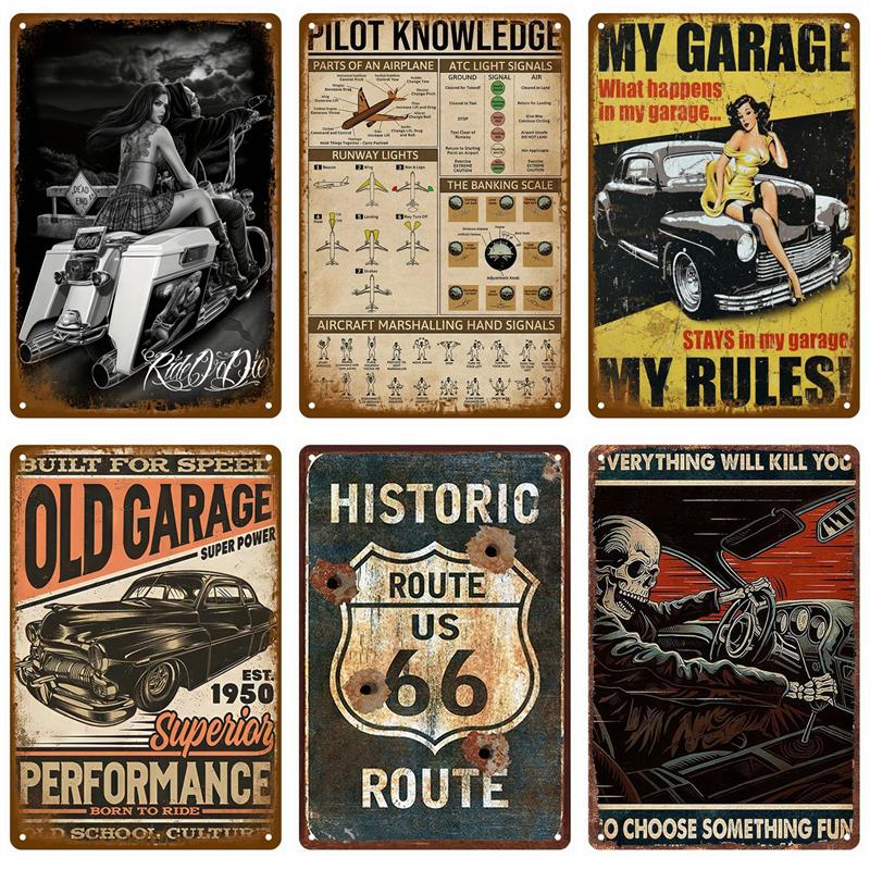 Iron Plates Metal Sign Garage Bar Pub Club Man Cave Home Decor Wall Decor Art Retro Motor Oil Gas Tyre Racing Tin Sign Poster