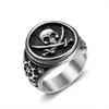 European, American and Caribbean Pirates Skull Seal Ring Male Vintage Index Finger Large Size Ring