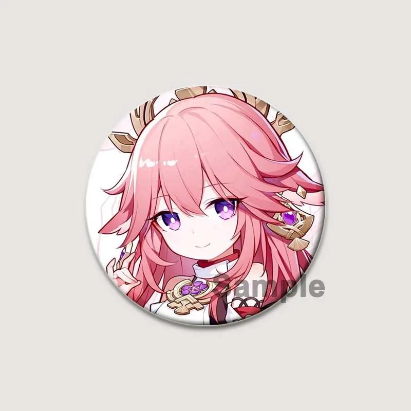 32/44/58mm Super Popular Game Anime Genshin Impact Badge Cartoon Style Brooches On Backpack Clothes Handmade Round Pins for Jewelry