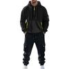 Men's Solid Color Casual Suit Loose Sports Hooded Sweatshirt With Pockets Multi Pocket Overalls Suit