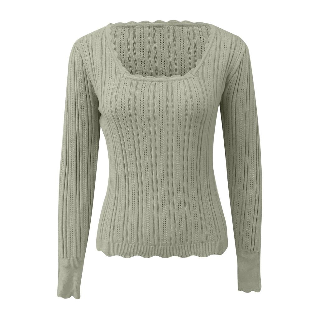 Women's Temperament Elegant Knit Sweater Solid Color Button Bottoming Shirt