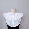 Sweet And Versatile Pure Cotton Doll Collar Ruffle Edge Big Collar Inside Shawl Women'S Solid Color Fake Collar