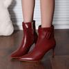 2025 Высококачественная обувь для женщин Весна и Осень Женские ботинки Однотонные Острый носок Молния Высокий каблук Zapatillas De Mujer