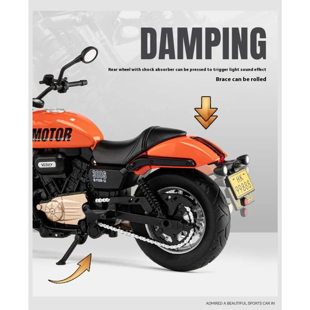 Масштаб 1/12 QJMOTOR SHAN 300S Внедорожный Автоцикл Сплав Литой Модель Мотоцикла Транспортное Средство Звук и Свет Коллекция Хобби Украшение Подарок