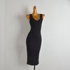Sleeveless Knitted Cami Dress Women Summer New All-Match Round Neck Pullover Waist Hugging Sexy Hip Skirt