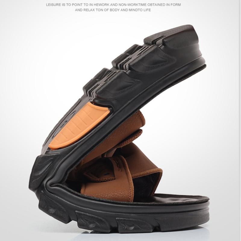 Дышащие мужские сандалии Летняя мода Мужская обувь из натуральной кожи Противоскользящие шлепанцы с мягкой подошвой Удобная мягкая пляжная обувь