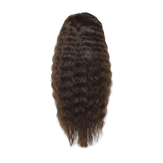 Парики с волнистыми волосами, волнистые волосы средней длины, гладкие блестящие волосы, увеличивающие объем, накладные волосы, натуральный парик, африканский бразильский черный длинный вьющийся парик