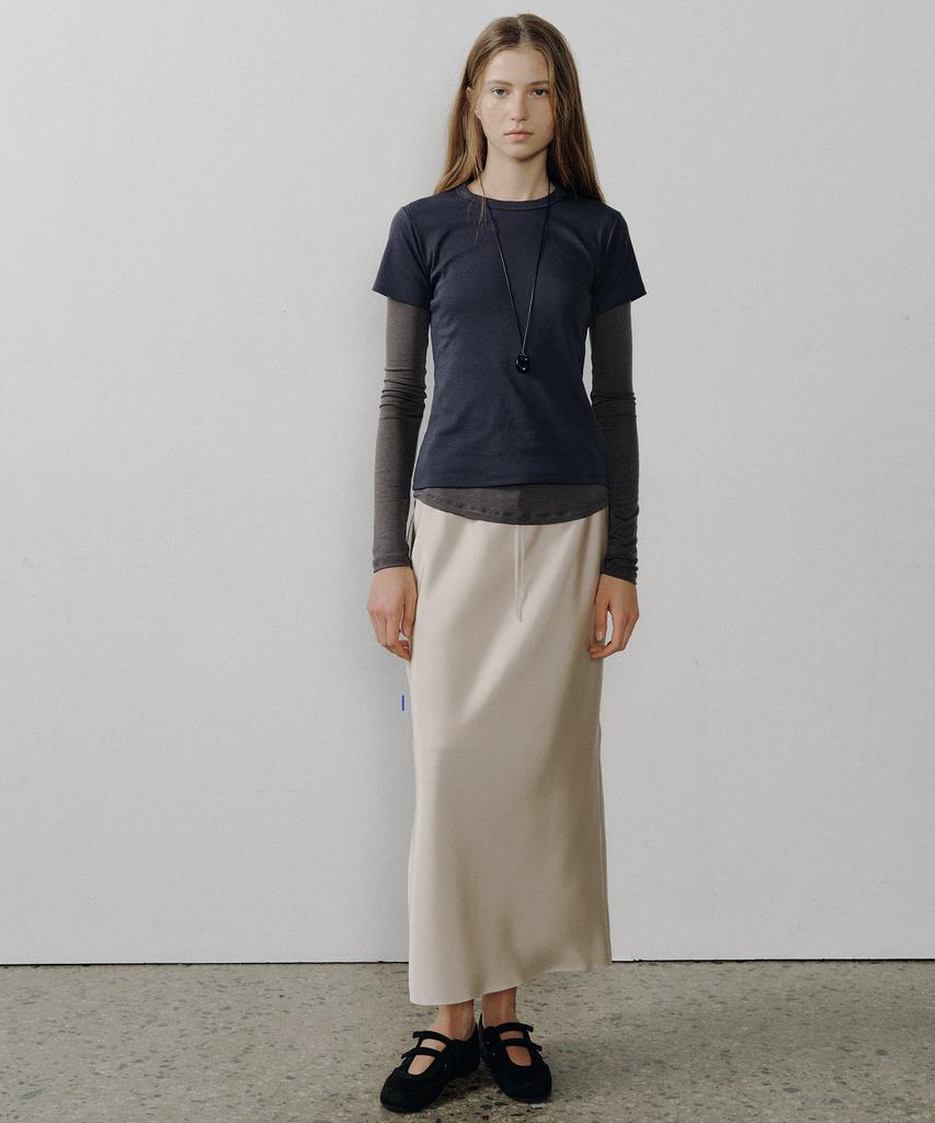 Otte Reve Satin Long Slit Skirts_2Color