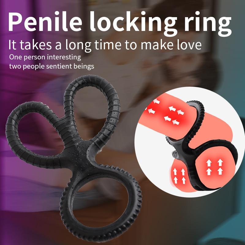 Кольцо с замком для любовника, секс-игрушки для пары, мягкая задержка эрекции, двойное кольцо для члена, фрикционный массаж, стимуляция